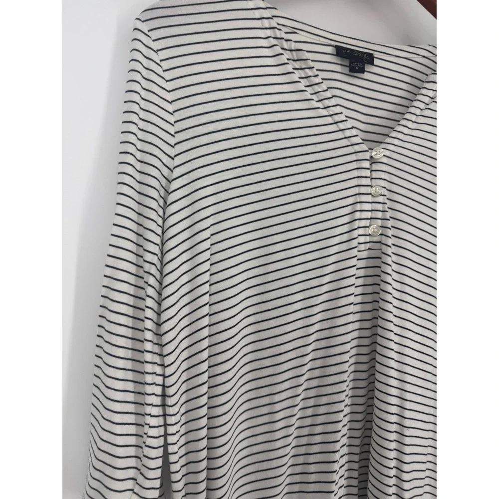 J Jill Womens Henley Top Medium Nautical Maritime Minimalist Basic Coastal Chic
